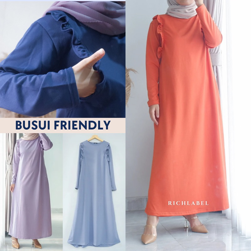 RICHLABEL Gamis Menyusui Bukaan Samping Bahan Babyterry - BUSUI FRONT RUFFLE 009