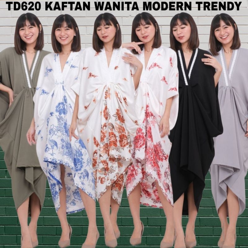 TD614 PTH KAFTAN SATIN / DRESS MODERN TRENDY/KAFTAN LEBARAN/DRESS PESTA 614