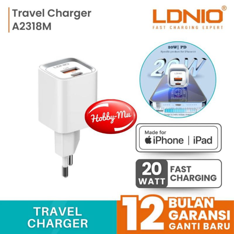 LDNIO TRAVEL CHARGER MFI 20W FAST CHARGER
