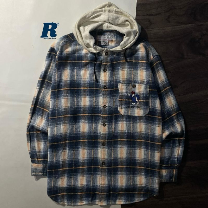 Kemeja Flannel Shirt Wool Hoodie Veterano MILAGOSTA Size L fit 3XL Jumbo Big Size Oversize Unisex