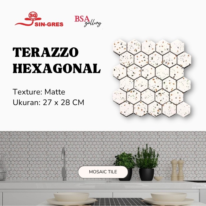 MOSAIC TILE TERAZZO / KERAMIK MOZAIK HEXAGON TERAZZO DINDING LANTAI