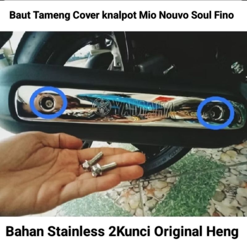 Baut Probolt Tameng Kenalpot Mio Fino Soul Nouvo Stainless 2Kunci Original Baut Cover Knalpot Mio