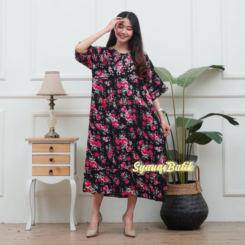 Daster Wanita Terbaru Rayon Busui Resleting Depan - Baju Tidur Daster Kekinian Lengan Pendek | Syauq