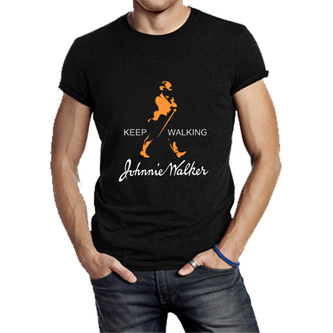 Kaos Keep Walking Johnnie.Walker Tshirt Bahan 100% Cotton Black | Tangan Pendek & Tangan Panjang | S
