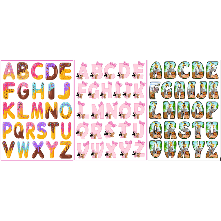

Stiker Huruf Alphabet Lucu Kartu Angka Anti Air Huruf Donut Huruf Hewan Animals