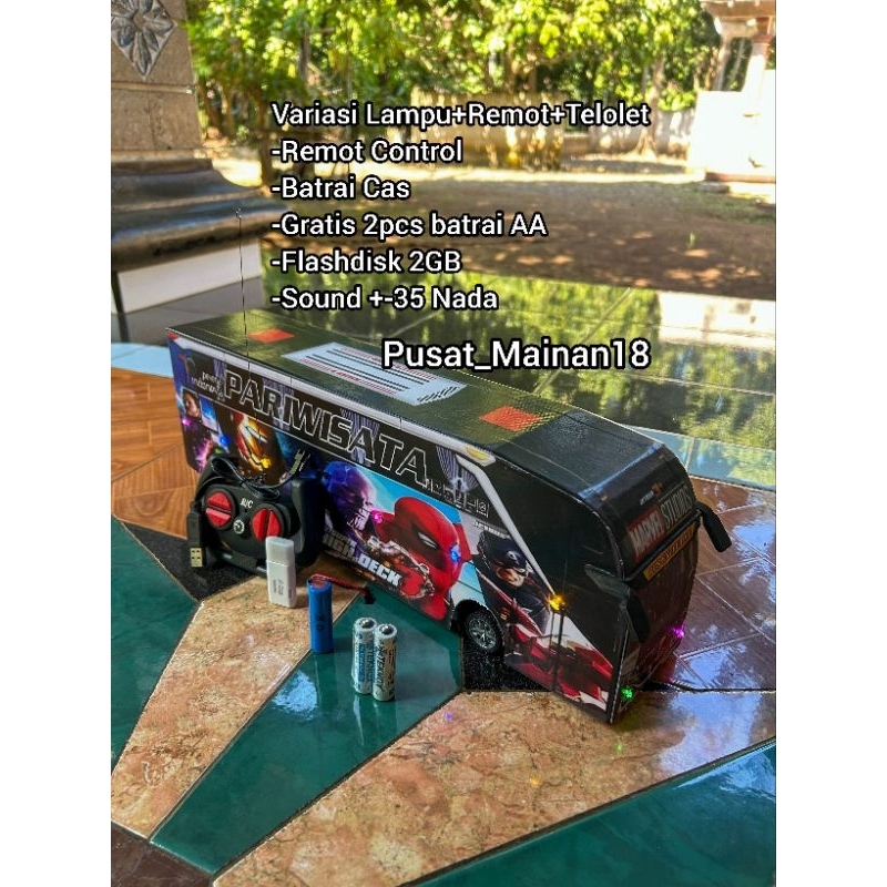 Miniatur Bus Telolet RC Marvel Spiderman Remot Control Full Lampu