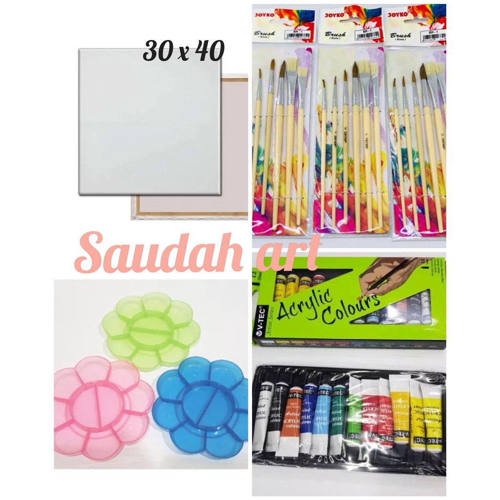 

PROMO BESAR Paket Kanvas Lukis kanvas 3x4kuaspaletcat akrilik