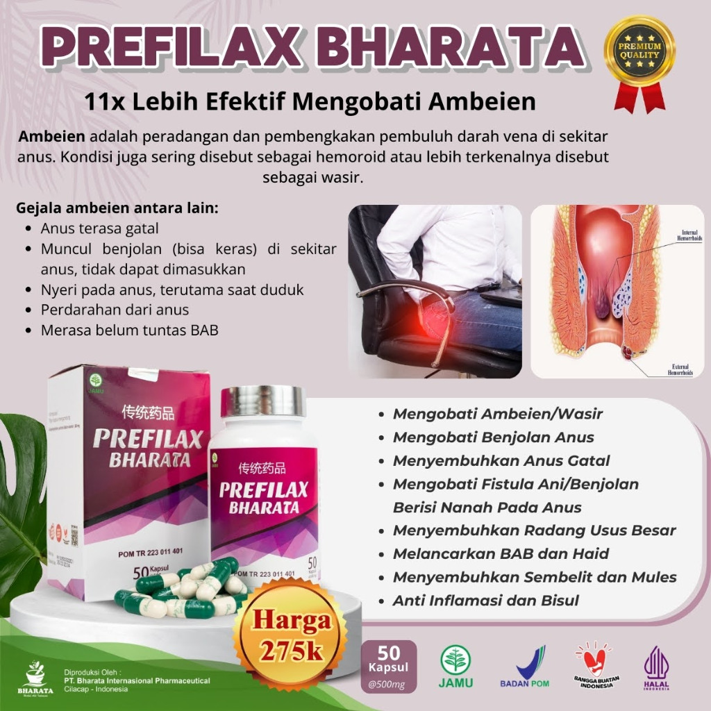 Kapsul Daun Ungu - Daun Ungu - Obat Wasir Prefilax Bharata Original Garansi 100% Asli