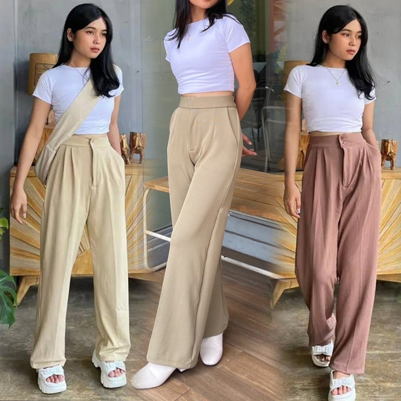 Celana Kulot Highwaist Knit JENNIE PANTS Knit Premium Cullote Highwaist Panjang Kekinian