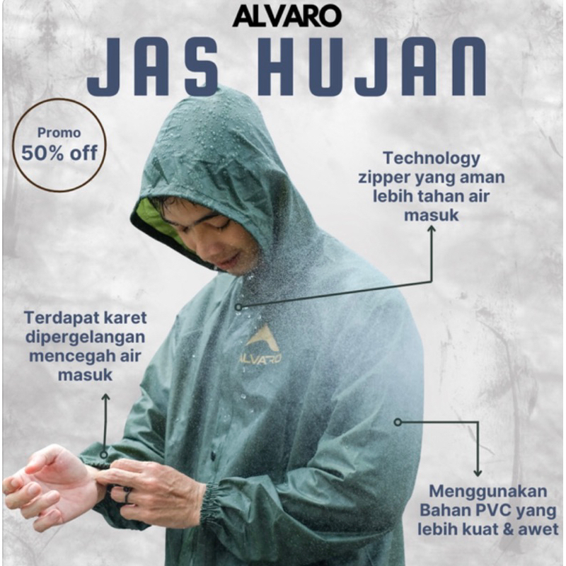 Jas Hujan Pria Wanita by ALVARO Raincoat Jas Hujan Setelan Anti Rembes