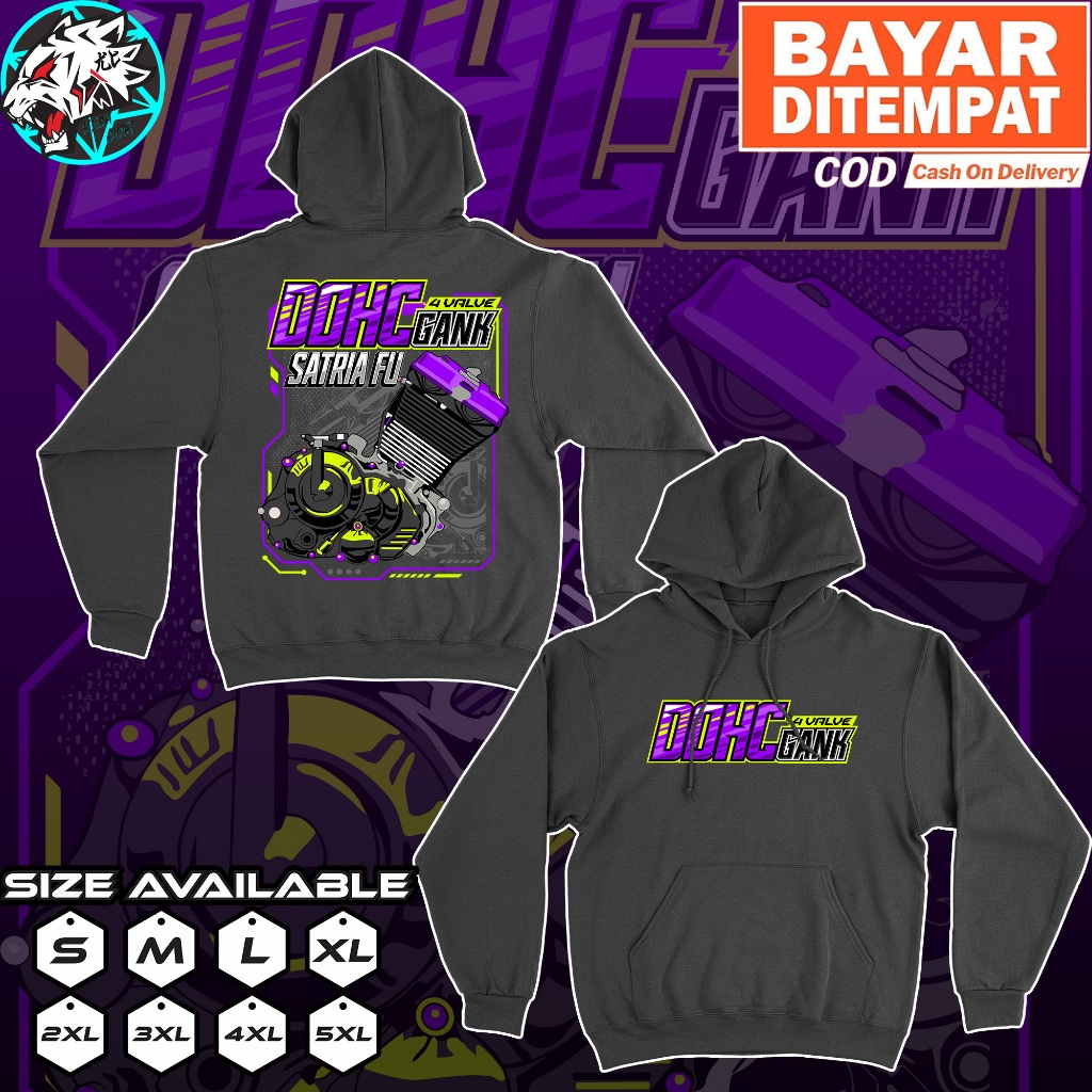 Jaket Hoodie DOHC Gank Satria FU 4 Valve 4 Stroke Baju Distro Pskn DOHC Pasukan DOHC Motor Four Stro