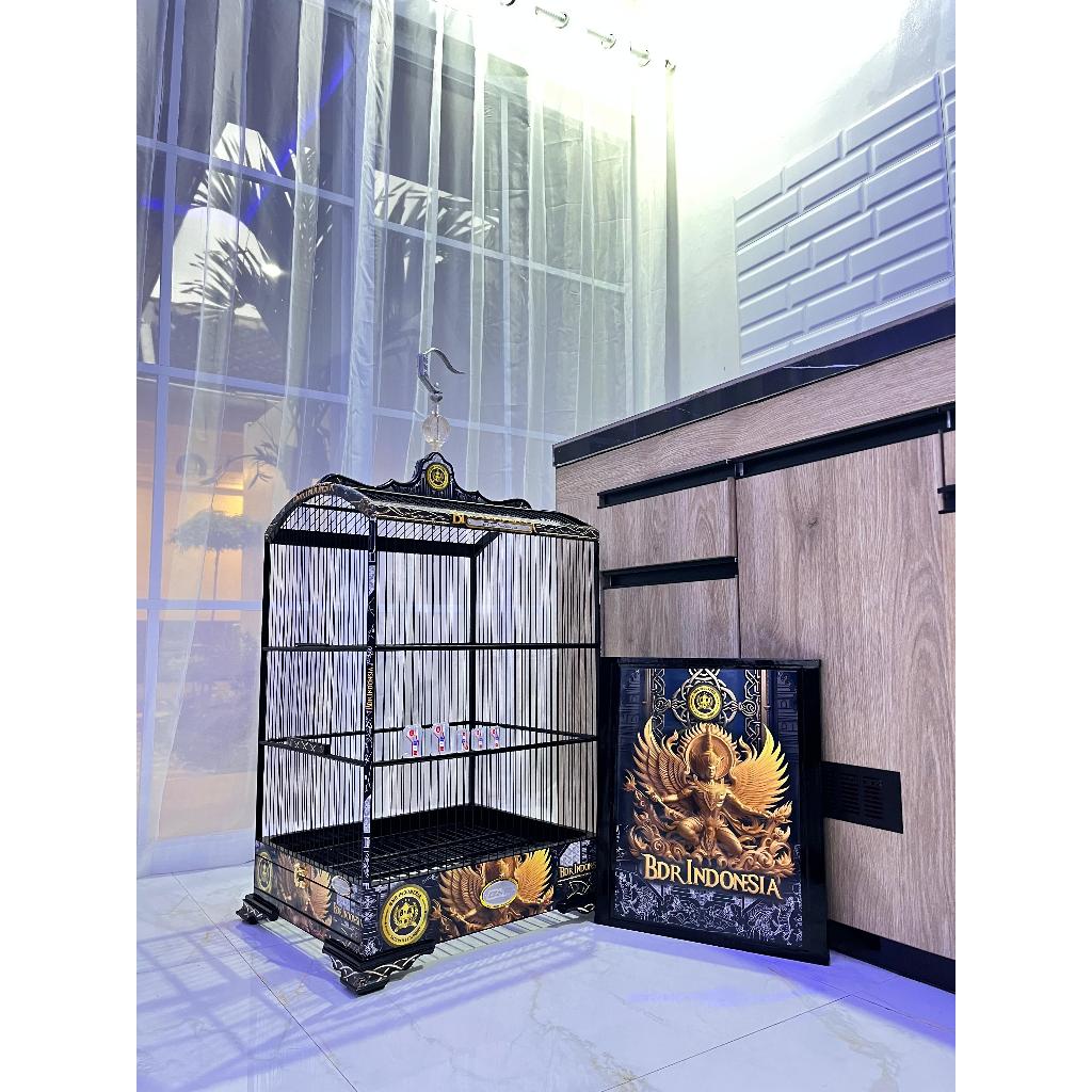 Sangkar Khosan Model Ceper BnR Motif Decal Terbaru Jeruji Fiber Warna Dalam Hitam