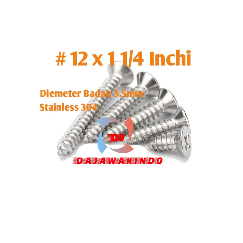 Sekrup Tapping Stainless 12 x 1 1/4 / Tapping FH Stainless 304
