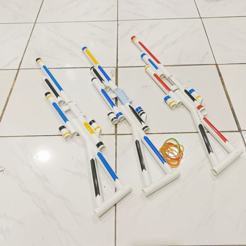 Mainan Tembakan Paralon / Mainan tembak PVC Peluru Karet Mudah di Gunakan Rubber Band Gun 5x tembak 