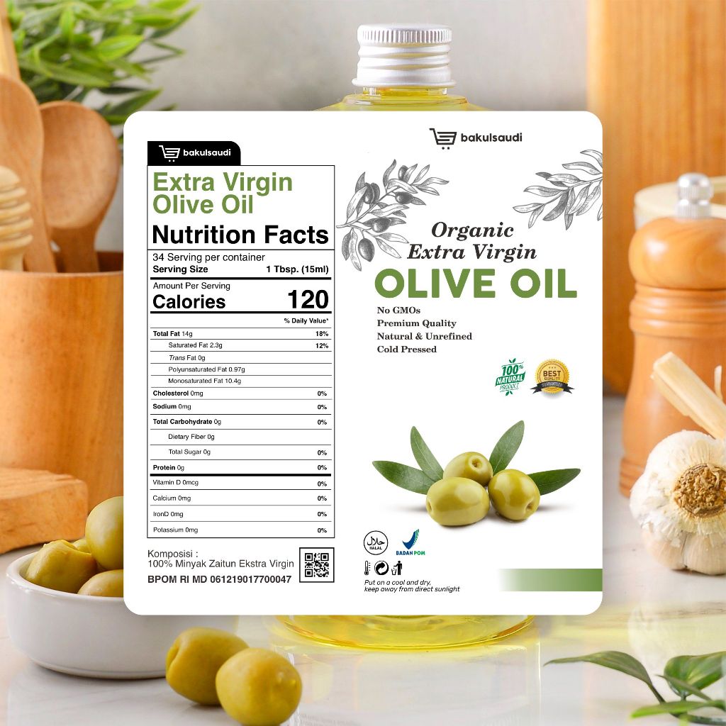 

RB22 Extra Virgin Olive Oil Organic Pure 100% BPOM / Minyak Zaitun Murni Organik Ekstra Virgin EVOO