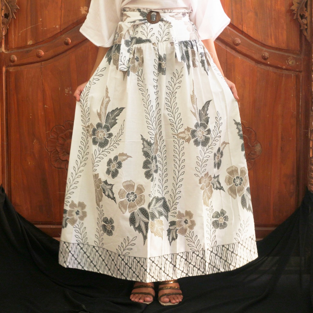 Rok Korean Style Kekinian Remaja Katun Batik Warna Coklat