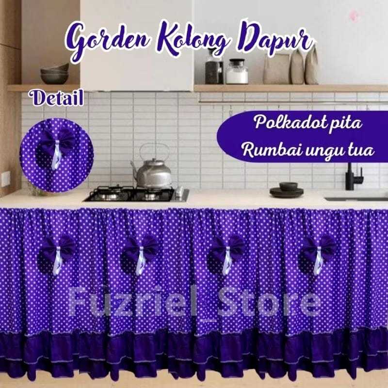 Gorden Kolong Dapur Polkadot Pita Rumbai