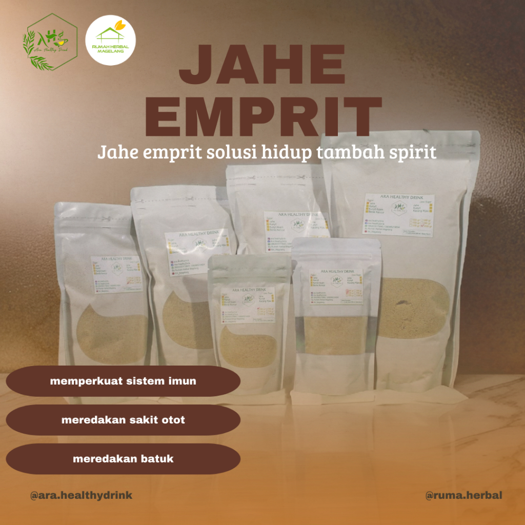 

JAMU Jahe Emprit Bubuk Plus Gula 100gr Pouch SIAP SEDUH TANPA AMPAS ANTI RIBET