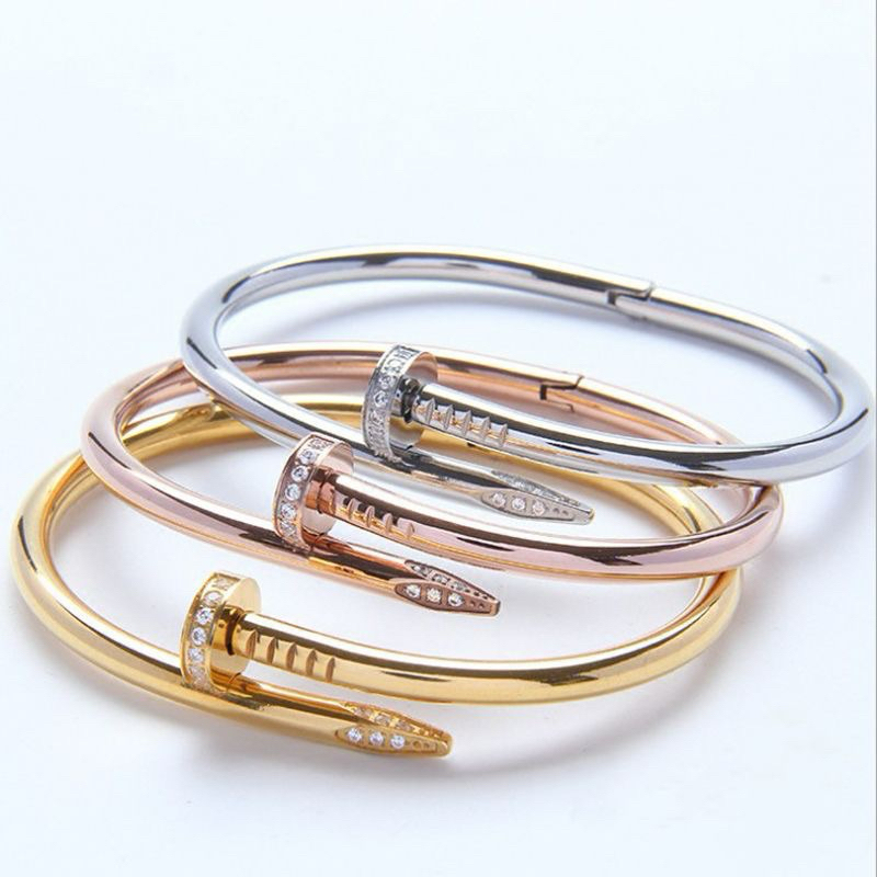TITANIUM Bangle Carcar Bracelet | gelang paku permata elegan cantik gold rosegold silver - stainless