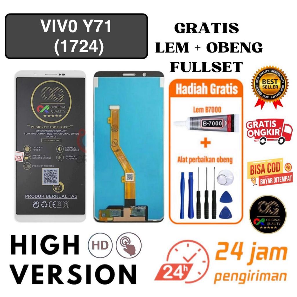 LCD VIVO Y71 (1724) fullset free LEM + OBENG / LCD TOUCHSCREEN VIVO Y71 (1724) ORIGINAL OG PUTIH