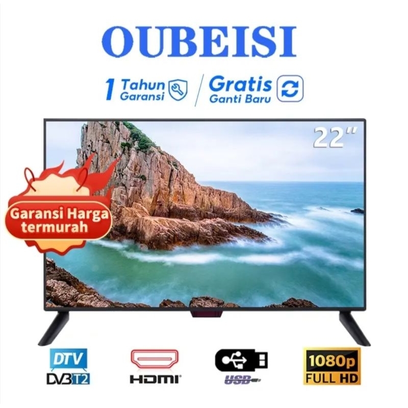 OUBEISI TV Digital TV 22 Inch TV LED FHD Televisi-Garansi 1 Tahun Penggantian satu tahun dan garansi