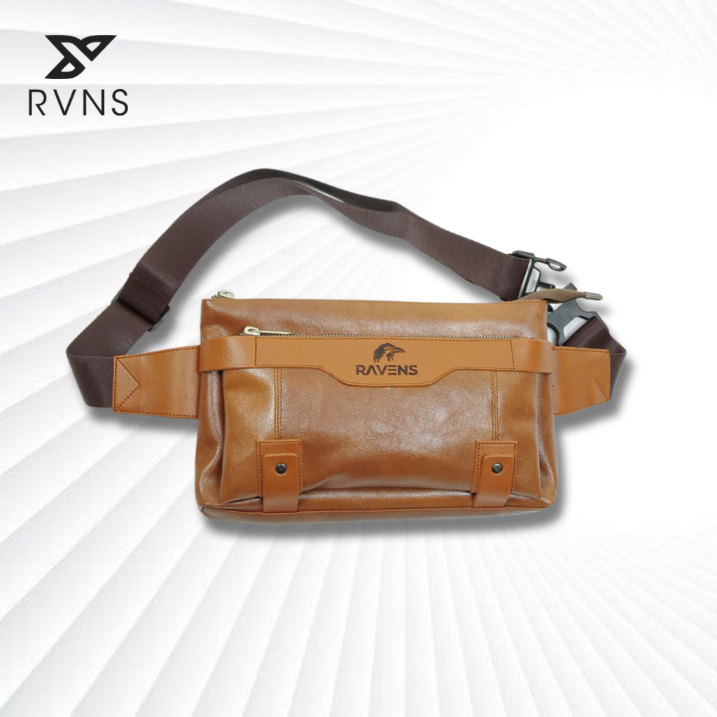 RVNS CAPRIA Tas Selempang Pria Kulit Waistbag Waterproof Muat banyak Tas Selempang Hp Dompet Hp Keki