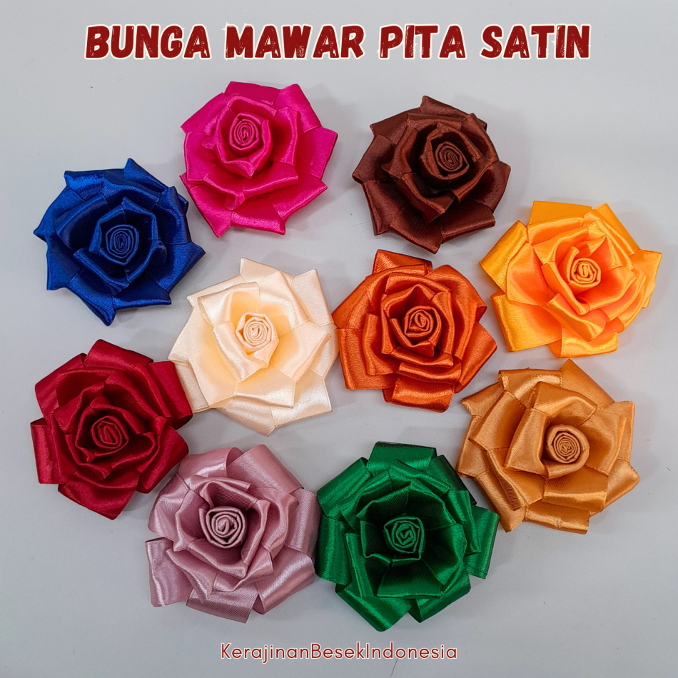 

APLIKASI BUNGA MAWAR BANYAK WARNA DIAMETER 7-9CM PITA SATIN HIASAN MAHAR SESERAHAN AKSESORIS HAMPERS