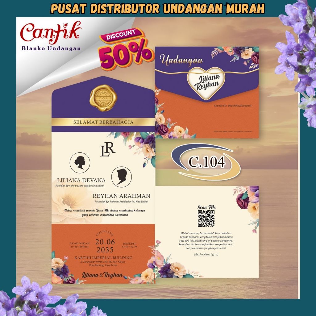 Blangko Undangan Cantik 104 | Blangko Undangan Murah  Blangko Undangan|Blangko Kosong  Harga Pabrik
