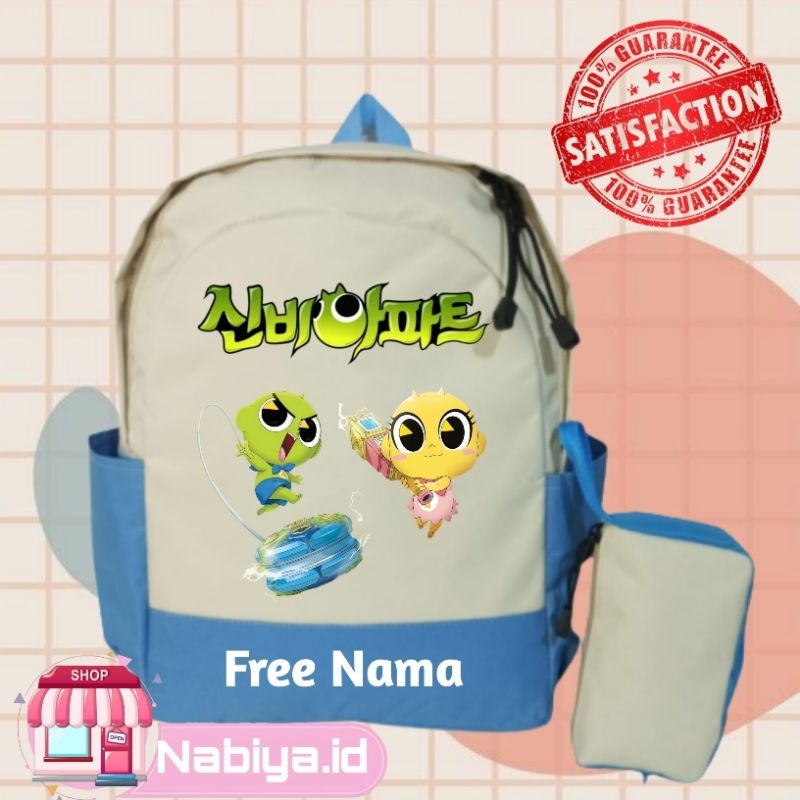 TAS RANSEL ANAK SHINBI'S HOUSE SHINBI DAN GEUMBI BACKPACK ANAK SEKOLAH CUSTOM GAMBAR KARAKTER FREE N