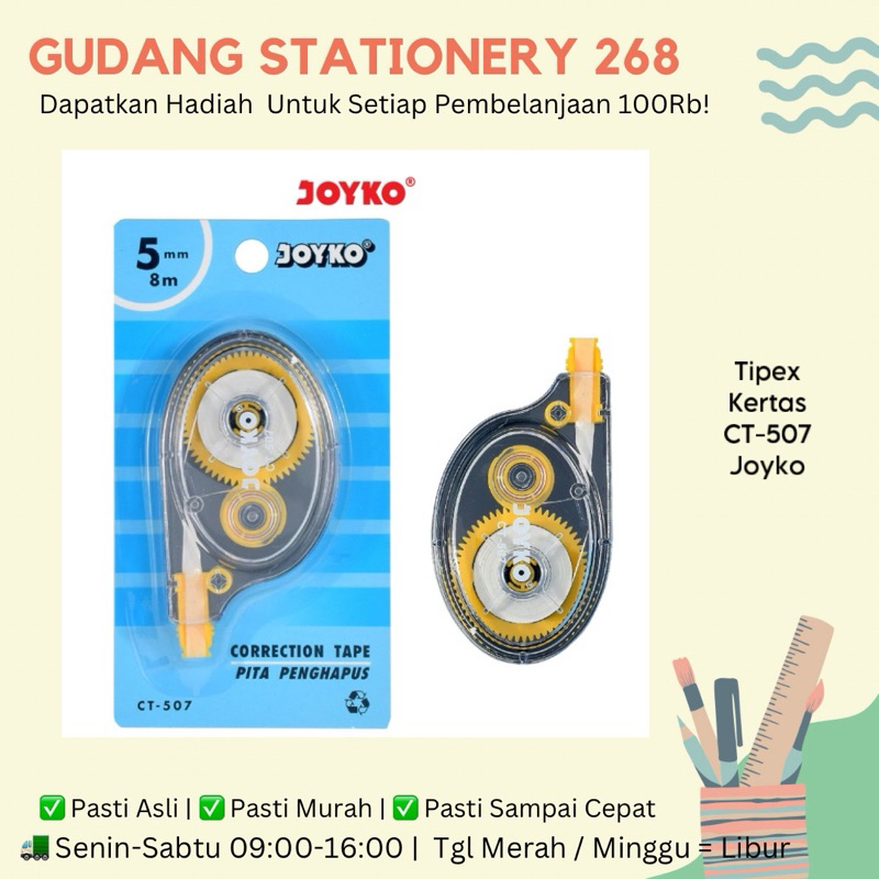 

Correction Tape Joyko CT-507 / Pita Koreksi Joyko CT-507 / Tipex Kertas Joyko CT-507