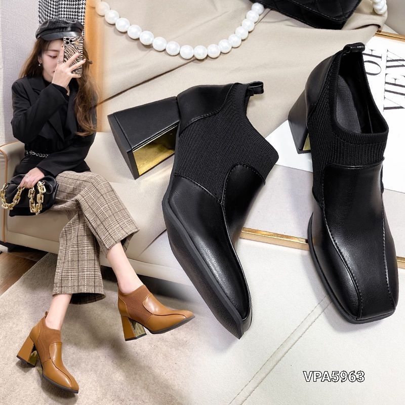 AMIINA BOOTS HIGH HEELS ANKLE BLOCK STYLE KOREA VPA5963