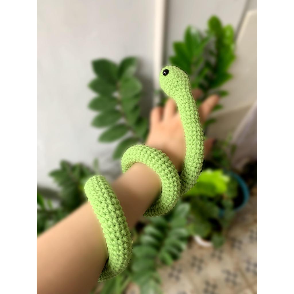 Crochet ular hijau krokett boneka ular rajut handmade