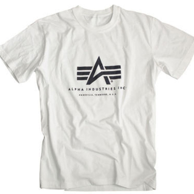Kaos ALPHA INDUSTRIES Tshirt Bahan 100% Cotton White | Tangan Pendek & Tangan Panjang | Shortsleeve 