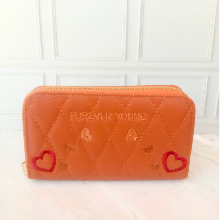 LAKUSO Dompet Clutch Tanggung Tali Pendek Bordir Forever Young Wanita #M3