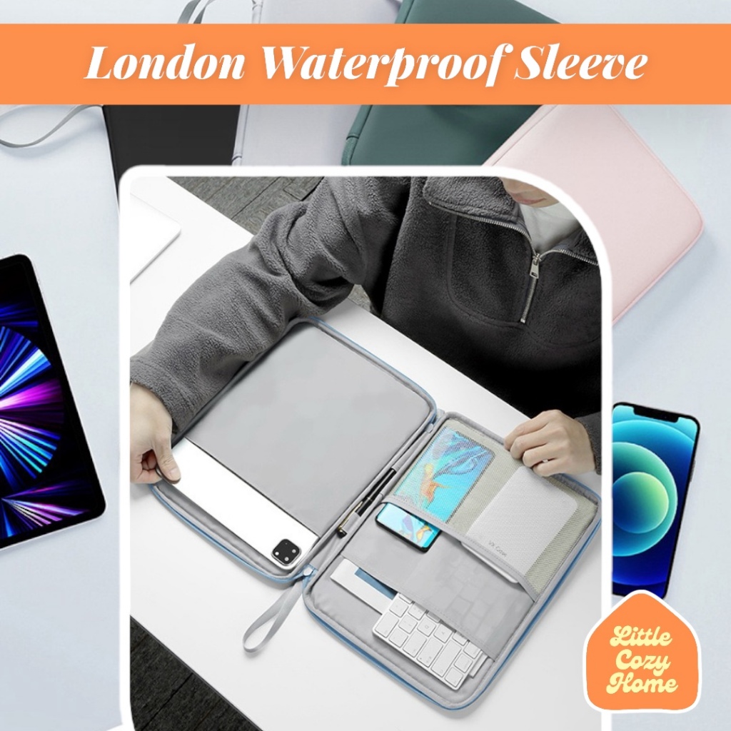 London Tablet Laptop Sleeve 11 12 13 14 Inch / Tas Laptop Sarung Pouch Cover Komputer Leptop Multifu