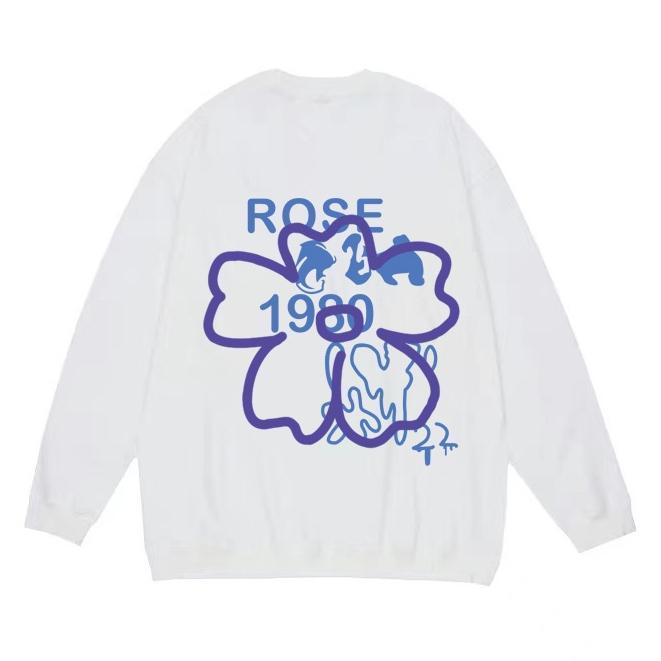 BIG SIZE Sweater Hitam Pria Blue Flower Switer Wanita Oversize Kaos Korean Style Sweater Oversize Cr