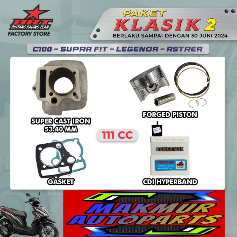 Paket Klasik 2 C100 / Supra Fit / Legenda / Astrea / BRT - Blok Piston + Cdi Hb (BINTANG RACING TEAM