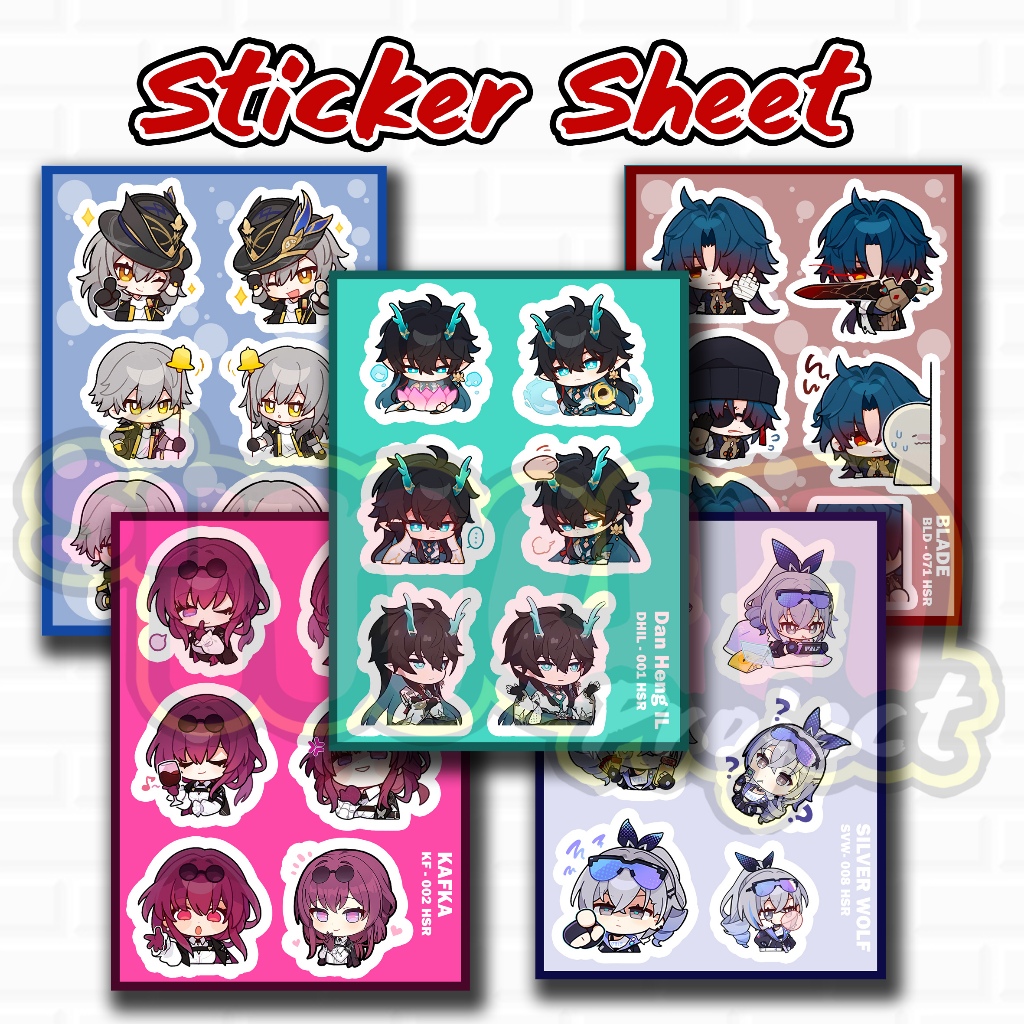 

Sticker Sheet Honkai Star Rail Seri B Stiker Pack HSR Dan Heng IL Kafka Silver Wolf Blade Caelus Stelle