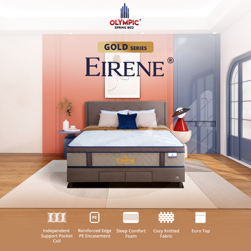 KASUR SPRINGBED EIRENE by OLYMPIC - - MATRAS SPRINGBED POCKET SPRING - FULL SET