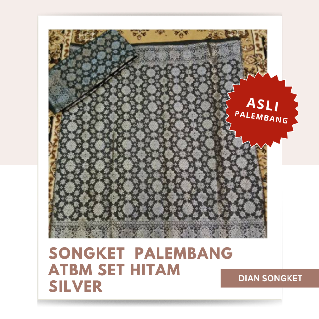 Songket khas palembang ATBM set hitam silver