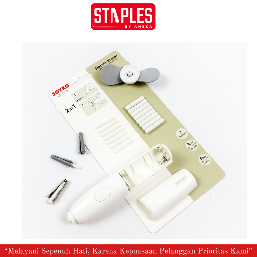 

Joyko Penghapus Pensil Elektrik Otomatis / Kipas Kecil / Electric Eraser / Mini Fan 2 in 1 Joyko ER-119E