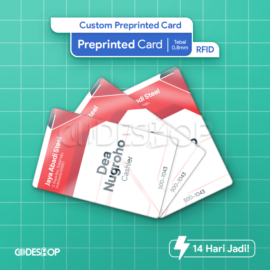 

Cetak Custom Preprinted PVC Card Kartu Perusahaan Access Door Absensi - Proximity / Mifare