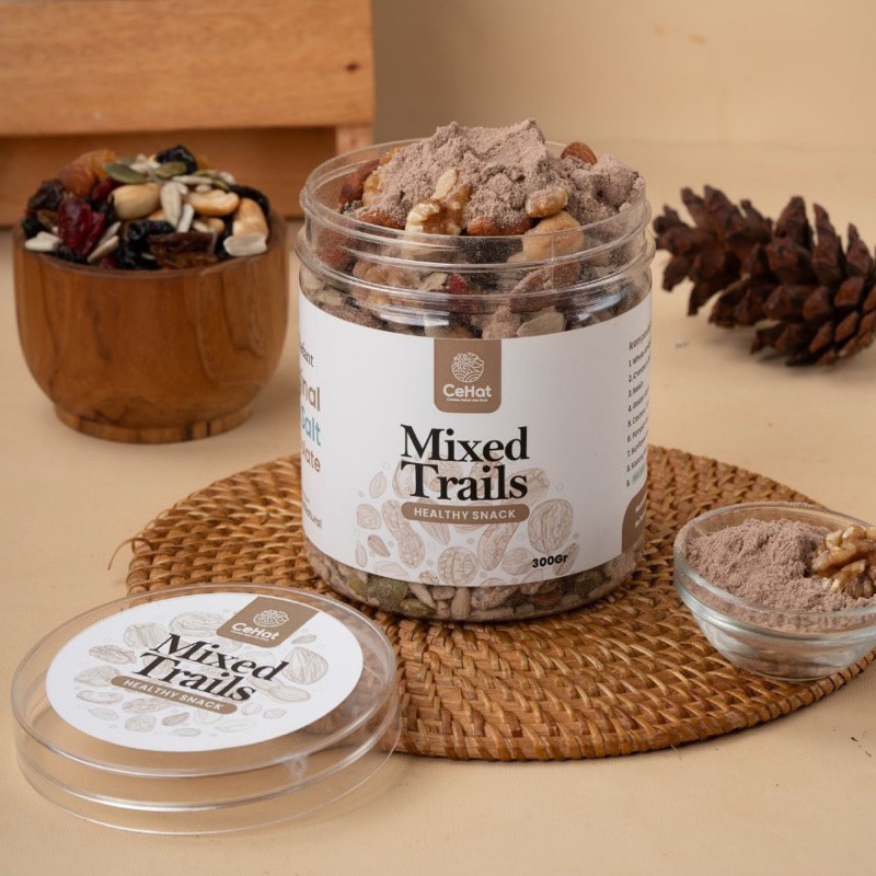 

CeHat Trail mix Chocolate Premium Cemilan Sehat Enak Rendah Kalori With Roasted Kacang Almond Mete Nut Seed Dried Fruit 300 500 1000 gram