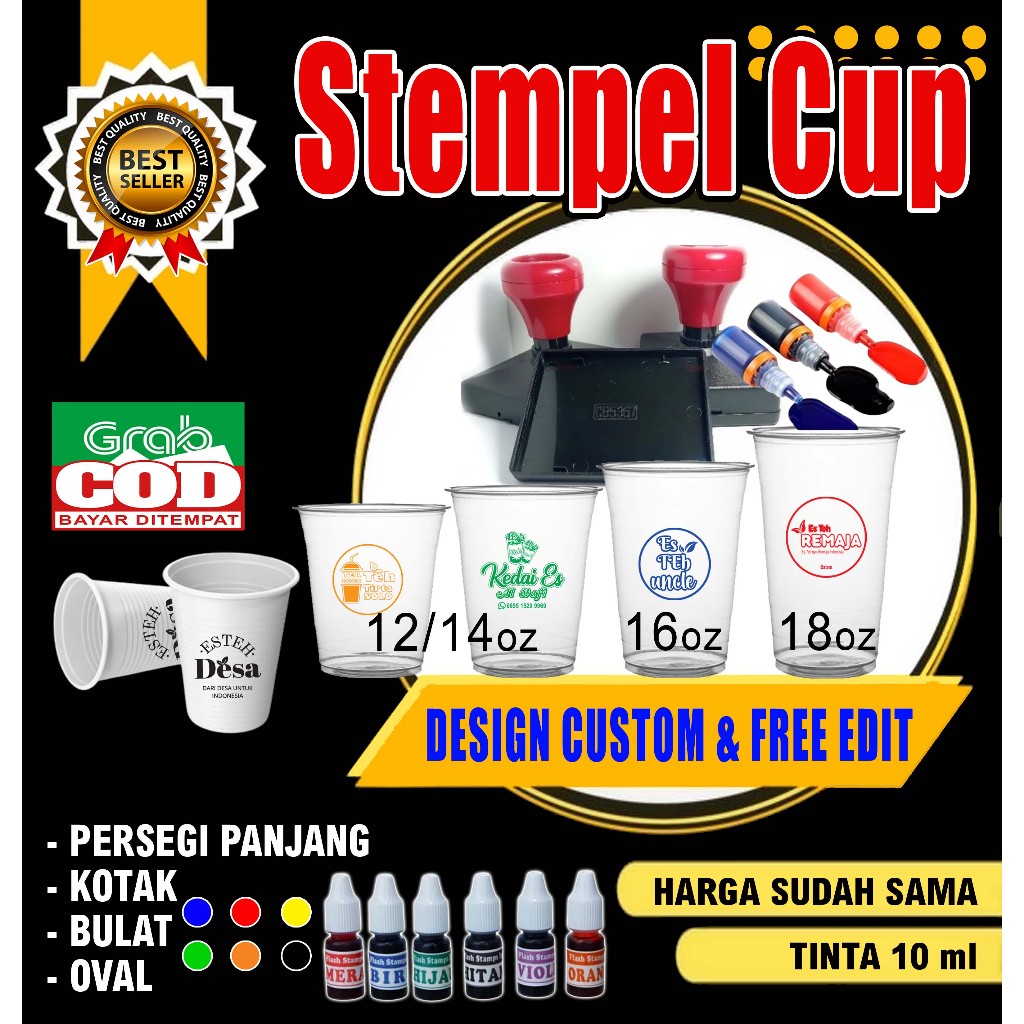 

STEMPEL GELAS CUP/SETEROFOAM/PLASTIK/KAYU - GRATIS TINTA DAN CLEANER (PEMBERSIH TINTA)