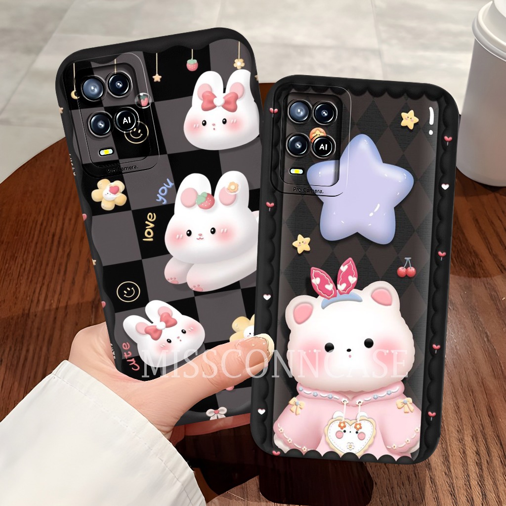 Case Procamera Macaroon Hp Oppo A54 / A55  / A54S 4G Motif Beruang Hitam Lucu Softcase Kesing Lucu S