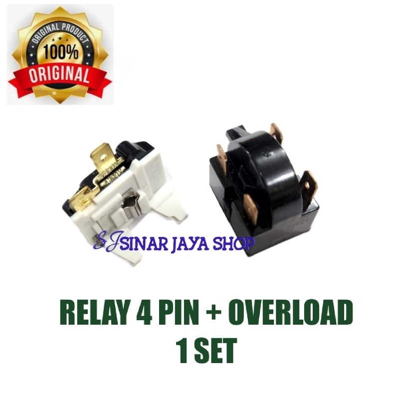 Relay 4 Pin + Overload Freezer / Relay Ptc Kulkas / Overload Freezer