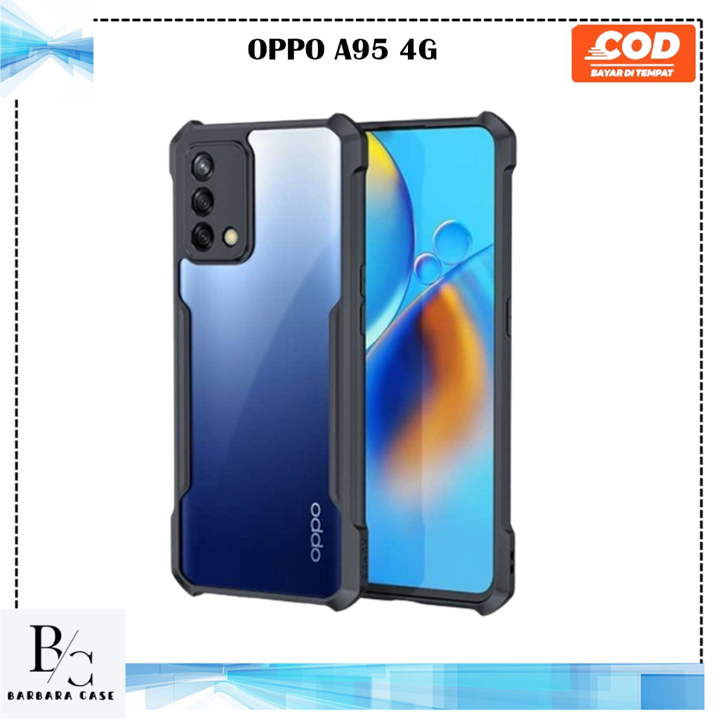 CASE OPPO A95 4G SHOCKPROOF ARMOR COVER HARD SLIM BLACK FUSION CRACK MEWAH CASE