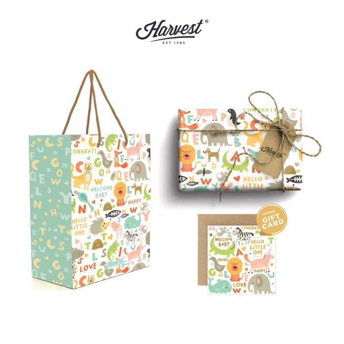 

SENSASIONAL Paket Paper Bag Kertas Kado Kartu Baby Harvest Wrap Kit Baby Zoo