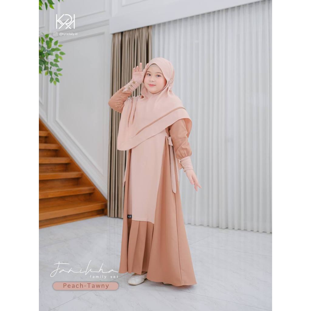 DRESS KIDS TWO TONE SET KHIMAR DAN KHIMAR MOM ONLY BAHAN VERONICA TWILL ORIGINAL FARIKHA by KYRA DAI