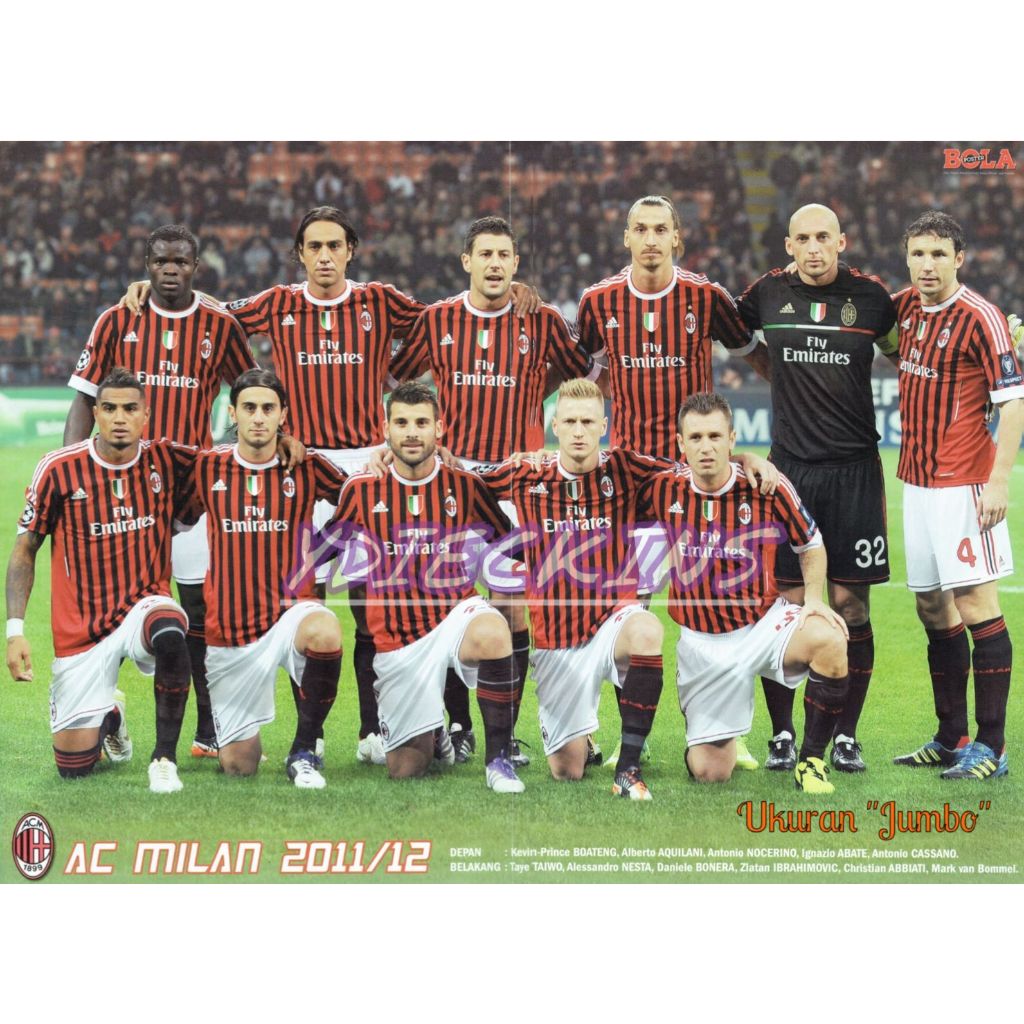 Poster Bola Soccer bolak balik Team AC Milan (2011/12) & Team AC Milan (1994) - JUMBO